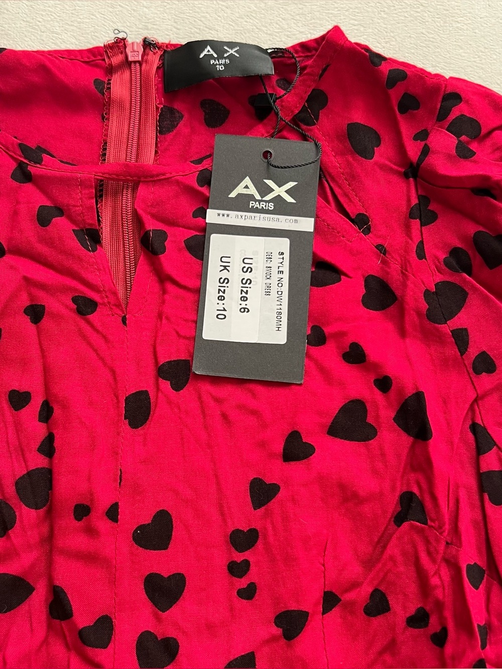 Short sleeve heart red dress lightweight summer romantic feminine - Picture 3 of 7